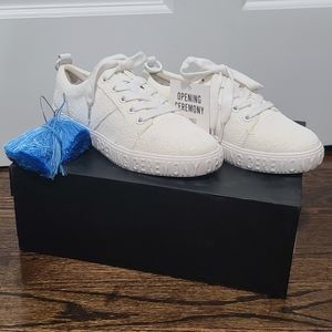 OPENING CEREMONY Caviar Beaded Sneakers in White SIZE 36